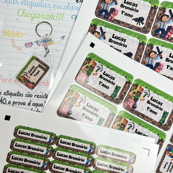 Etiquetas Escolares Combo Minecraft