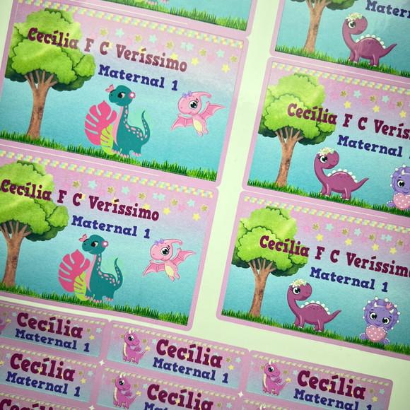 Etiquetas Escolares Kit 1 Dino Baby Menina