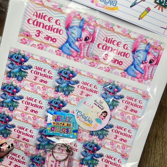 Etiquetas Escolares Stitch Ángel