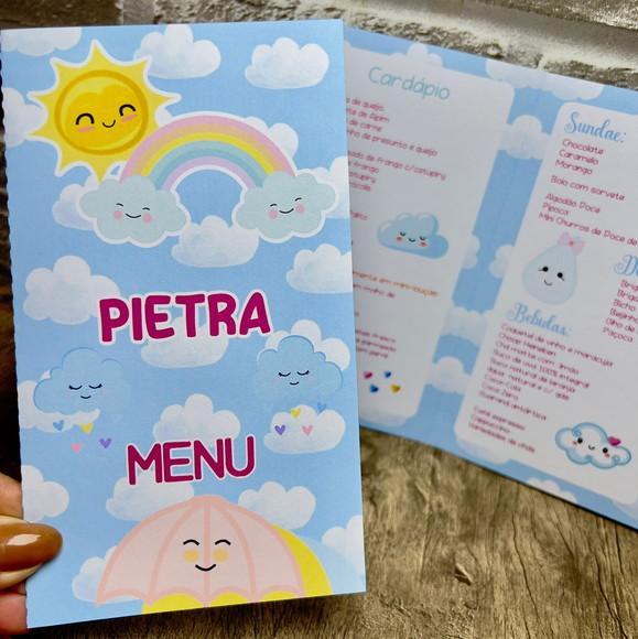 Menu Cardápio Infantil Festa Chuva de Amor