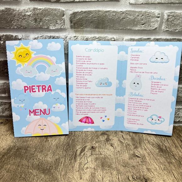 Menu Cardápio Infantil Festa Chuva de Amor