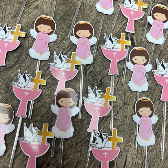 Mini Toppers Batizado Menina