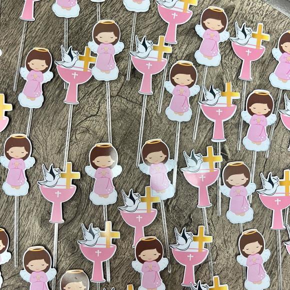 Mini Toppers Batizado Menina