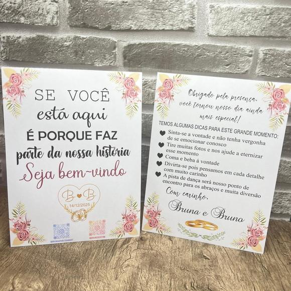 Porta Recado de Mesa para Convidados Noivos Casamento