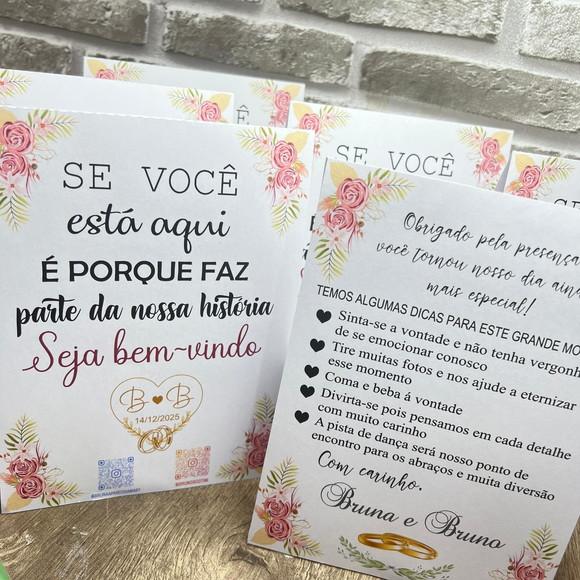 Porta Recado de Mesa para Convidados Noivos Casamento