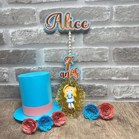 Topo de Bolo Alice no País das Maravilhas Chapéu