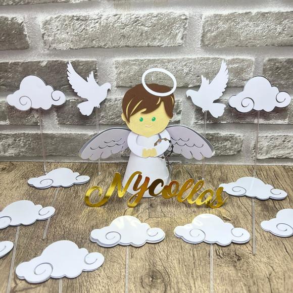 Topo de Bolo Batizado Anjo