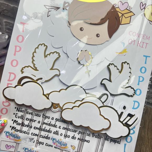 Topo de Bolo Batizado Anjinho
