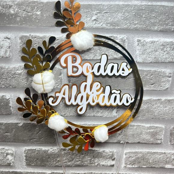 Topo de Bolo Bodas de Algodão