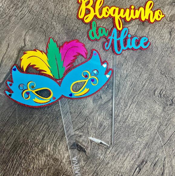 Topo de Bolo Bloquinho Carnaval Menina