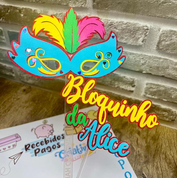 Topo de Bolo Bloquinho Carnaval Menina