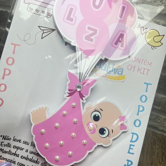 Topo de Bolo Chá de Fraldas Luiza