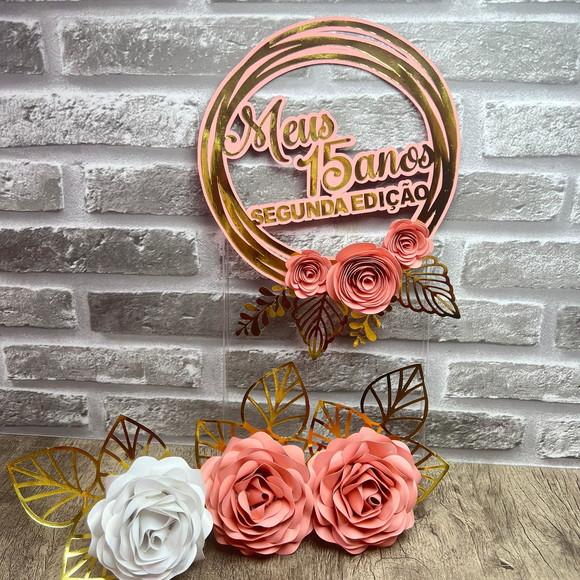 Topo de Bolo com Flores