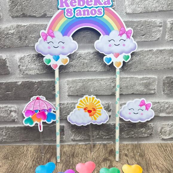 Topo de Bolo Chuva de Amor