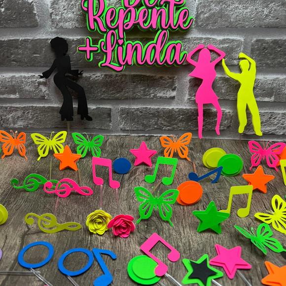 Topo de Bolo Cores Neon