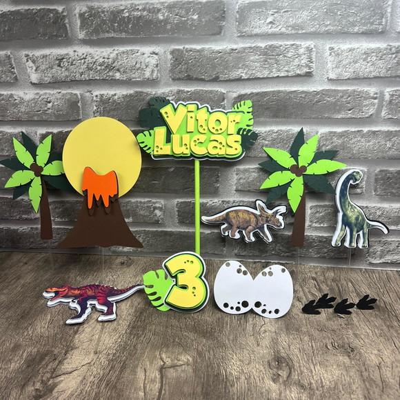 Topo De Bolo Dinossauros 3d