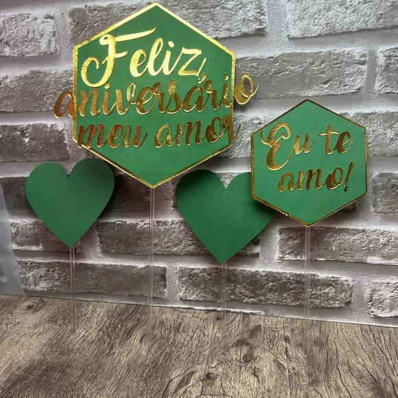 Topo de Bolo Feliz Aniversário Meu Amor