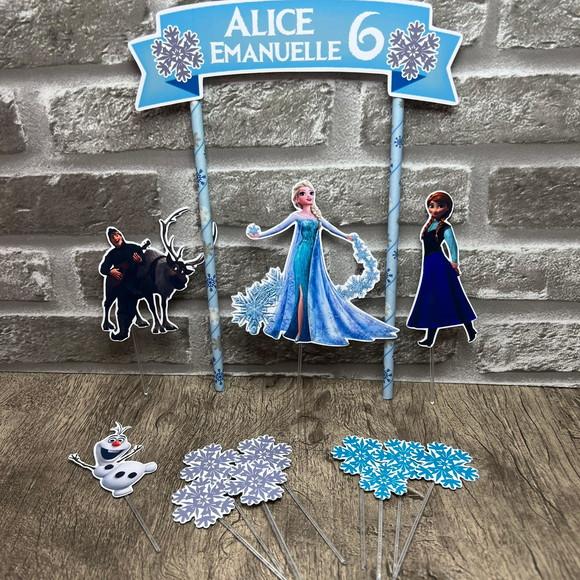 Topo de Bolo Frozen com Palito Decorado
