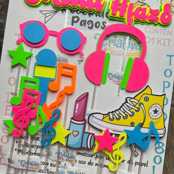 Topo de Bolo Neon Óculos