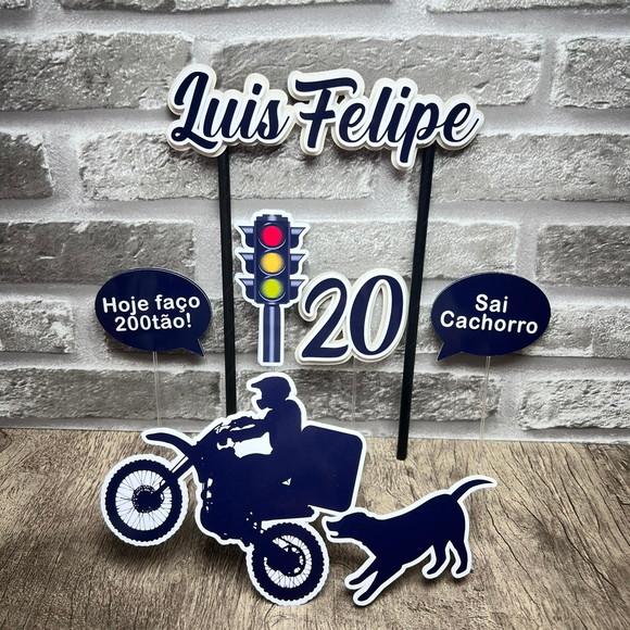 Topo de Bolo Moto Cachorro