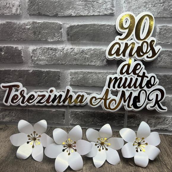 Topo de Bolo Nome e Lírios
