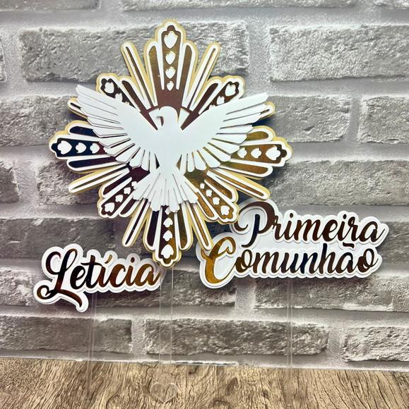 Topo de Bolo Primeira Comunhão Divino Espírito Santo