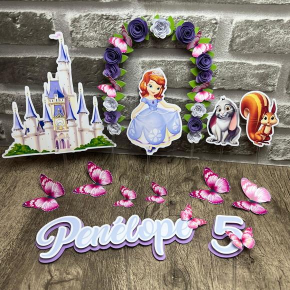 Topo De Bolo princesa Sofia Com Flores