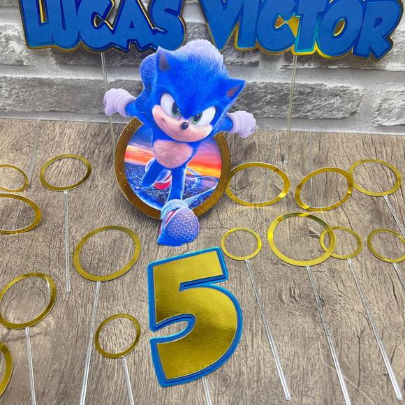 Topo de Bolo Sonic Argolas