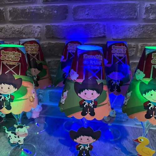 Abajur Centro de Mesa com Led Fazendinha