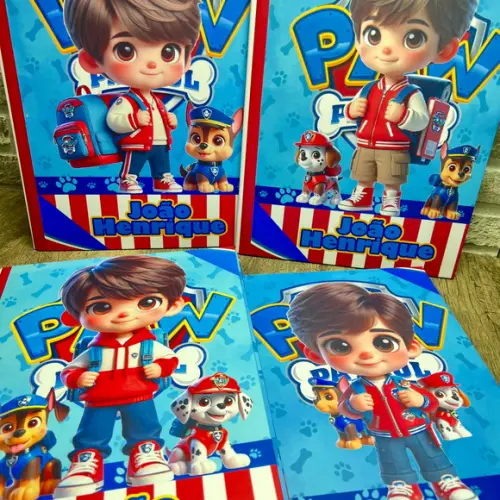 Caderno Brochura Personalizado sem Pauta Patrulha Canina