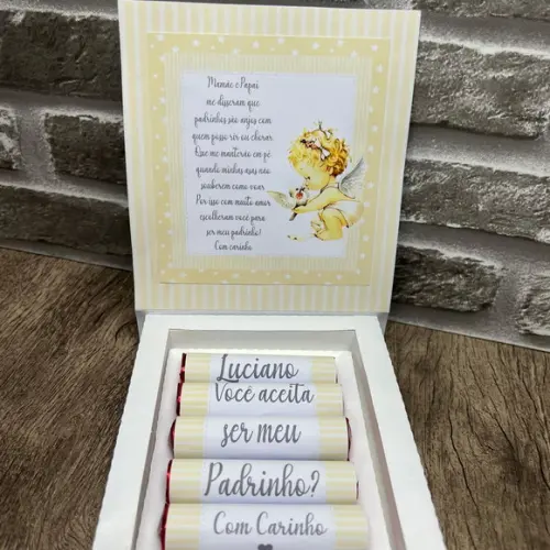 Caixa Batizado Padrinho Batom