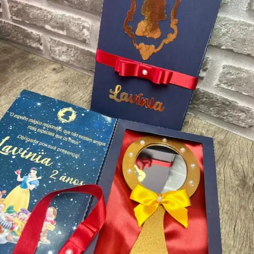 Caixa Convite Espelho Branca de Neve