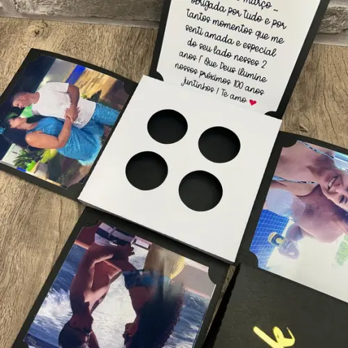 Caixa Explosão com Fotos e Mensagem Casal
