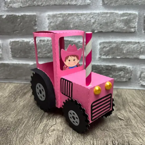 Caixa Trator Fazendinha Rosa