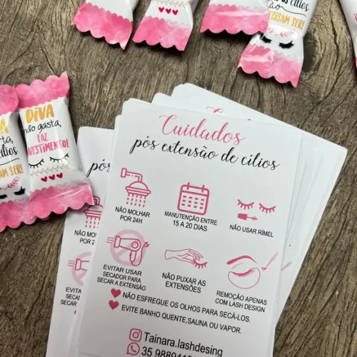 Cards Balinhas Extensão de Cílios Mimos para Clientes
