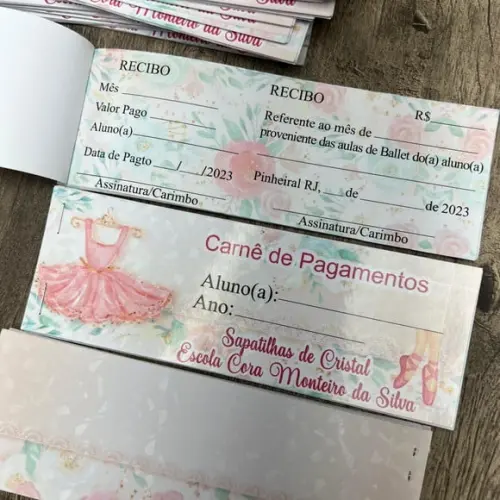 Carnê/bloquinho para Pagamentos Personalizado Lojas