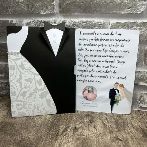 Cartão Agradecimento/ Convite Casamento Terno Vestido
