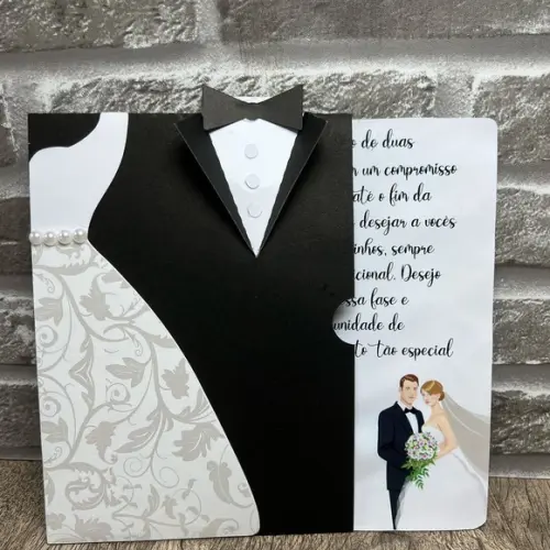 Cartão Agradecimento/ Convite Casamento Terno Vestido