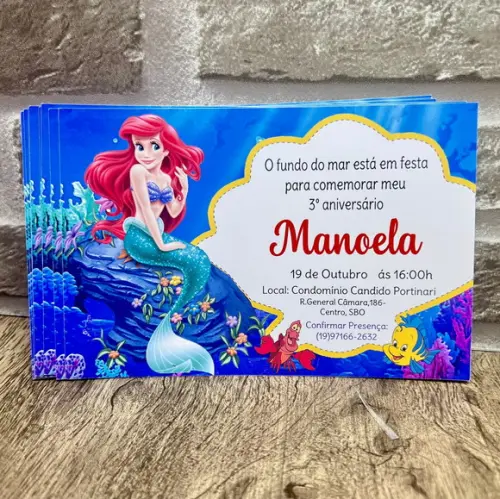 Convite Ariel a Pequena Sereia