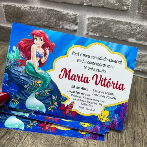 Convite Ariel a Pequena Sereia