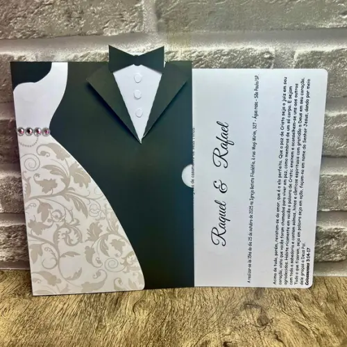 Convite Casamento Noivos Terno Vestido
