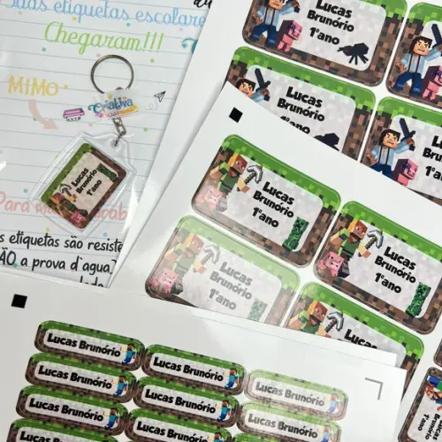 Etiquetas Escolares Combo Minecraft