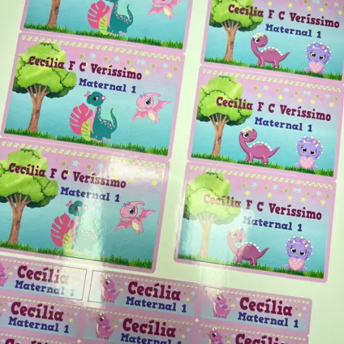 Etiquetas Escolares Kit 1 Dino Baby Menina