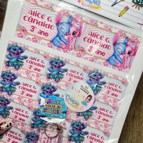 Etiquetas Escolares Stitch Ángel