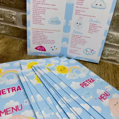 Menu Cardápio Infantil Festa Chuva de Amor