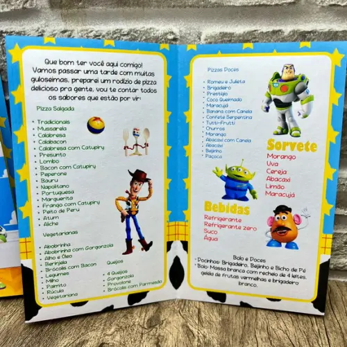 Menu Cardápio Infantil Festa Toy Story