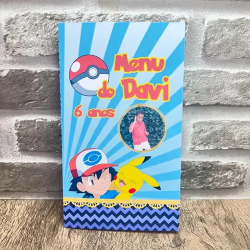 Menu Cardápio Infantil Festa Aniversário Pokémon