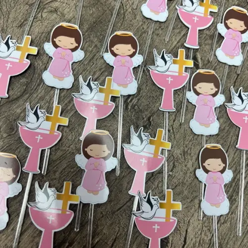 Mini Toppers Batizado Menina