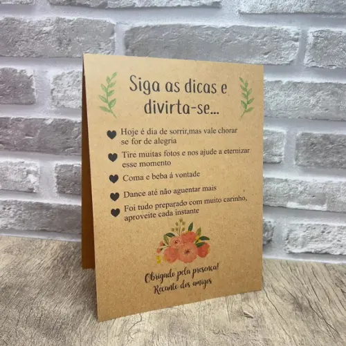 Porta Recado de Mesa para Convidados