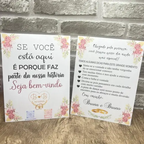 Porta Recado de Mesa para Convidados Noivos Casamento